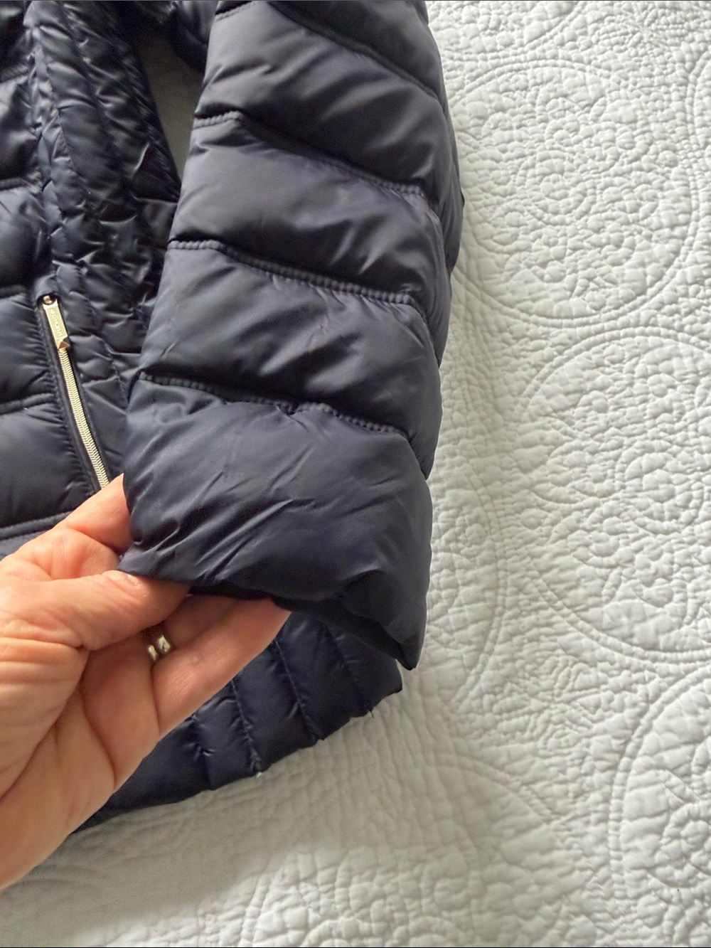 Michael Kors Quilted Packable Navy Hooded Puffer Coat - Picture 4 of 10